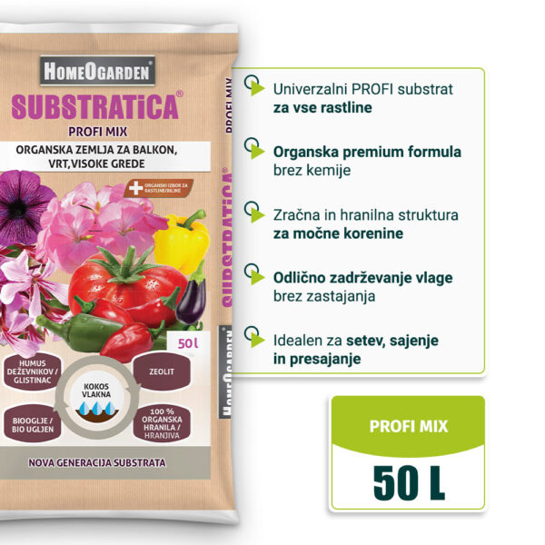 Substratica Profi Mix 50 L, organska zemlja za balkon, vrt in visoke grede