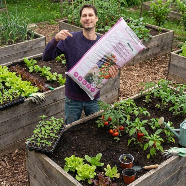 Prikaz uporabe substrata Substratica Profi Mix z zelenjavo in sadikami
