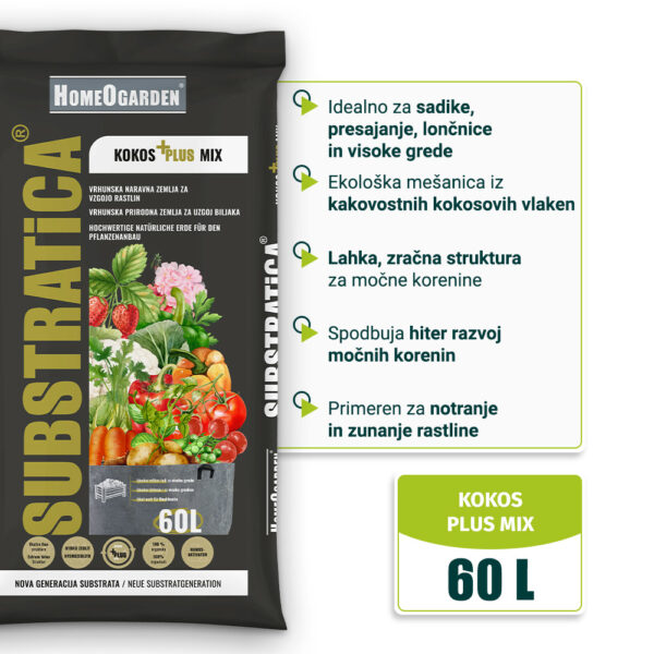 Substratica Kokos Plus Mix 60l HomeOgarden za visoke grede